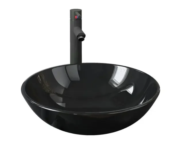 vidaXL lavabo y grifo tapón pulsador cristal templado negro | Brico Depôt Sconto