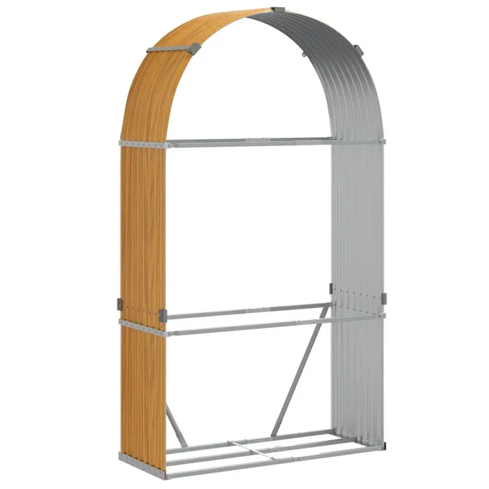 vidaXL Leñero de acero galvanizado acabado de madera 120x45x210 cm