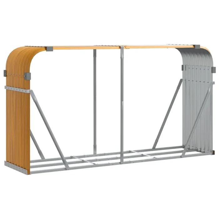 vidaXL Leñero de acero galvanizado acabado de madera 180x45x100 cm