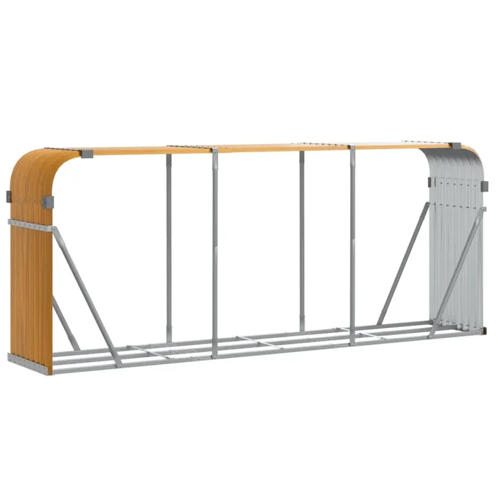 vidaXL Leñero de acero galvanizado acabado de madera 234x45x100 cm
