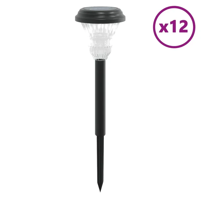 vidaXL Luces solares de camino con picos de tierra 12 uds luz blanca (2)