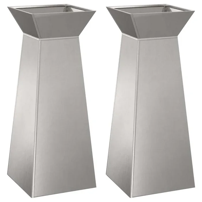 vidaXL Maceta Pilar 2 pcs Plateado 40 x 40 x 100 cm Acero (2)
