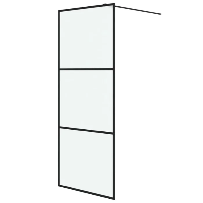 vidaXL Mampara de ducha vidrio ESG esmerilado negro 80×195 cm (2)