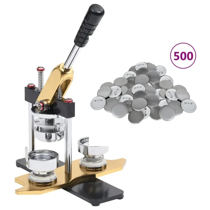 vidaXL Máquina de hacer insignias con 500 piezas de chapas 44 mm (2)