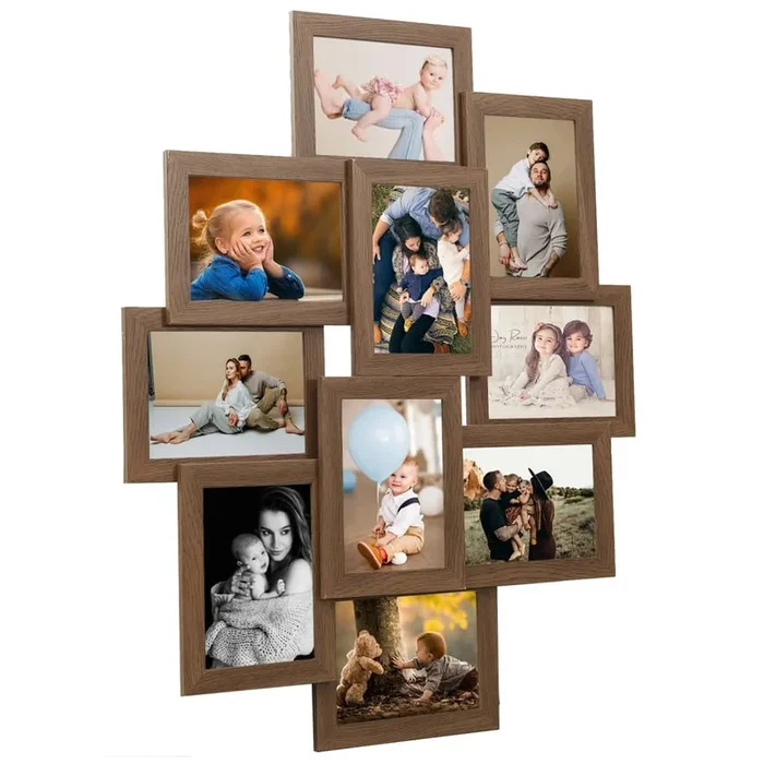 vidaXL Marco collage para fotos 10x(10×15 cm) marrón claro MDF