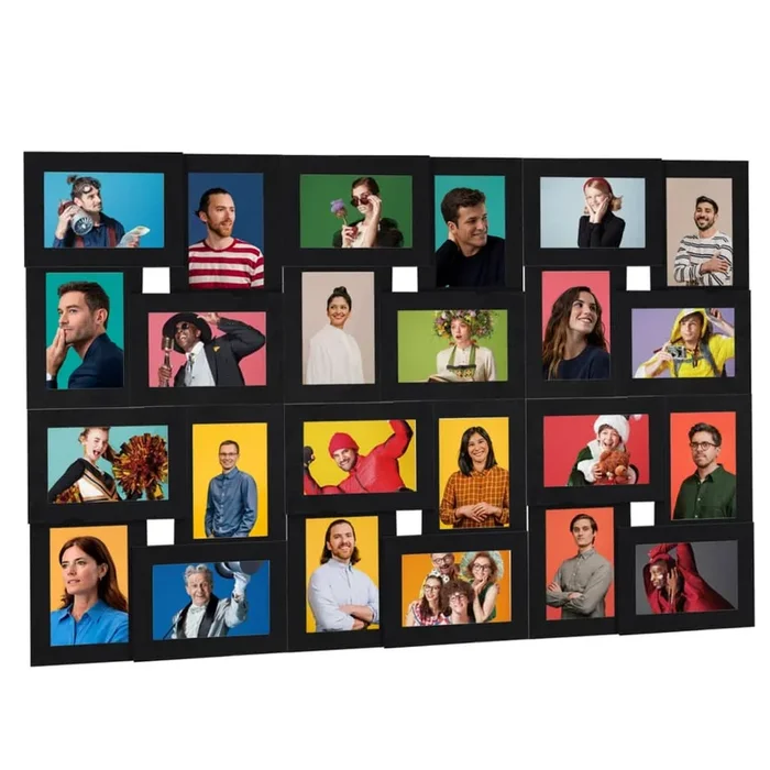 vidaXL Marco de fotos collage para foto de 24x (10×15 cm) negro MDF