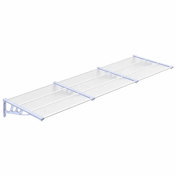 vidaXL Marquesina puerta policarbonato gris y transparente 297,5x90cm