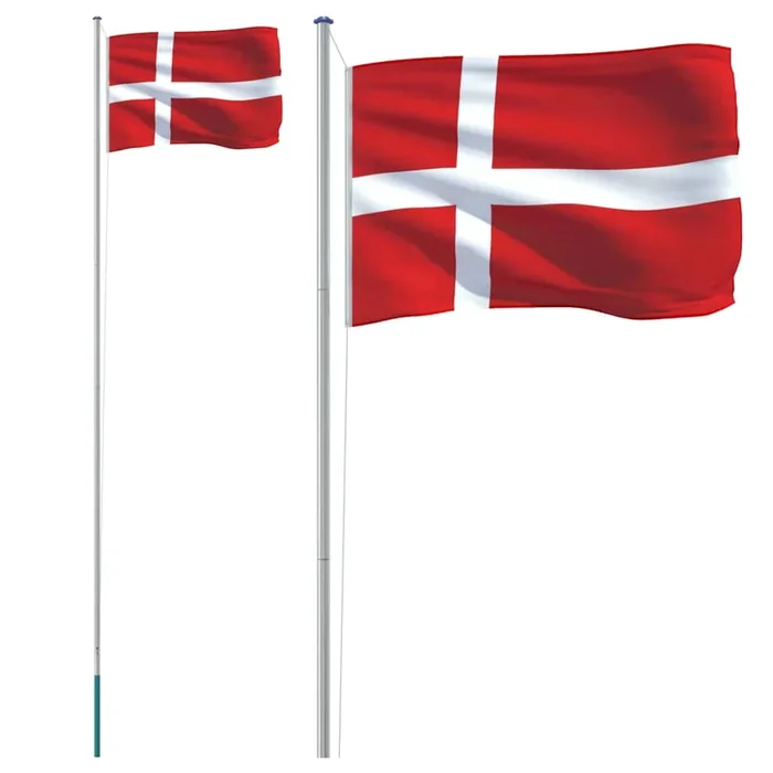 vidaXL Mástil y bandera de Dinamarca aluminio 6,23 m
