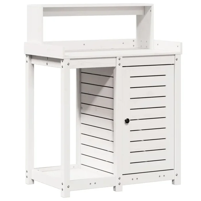vidaXL Mesa plantación con estantes madera pino blanco 82,5x50x109,5cm