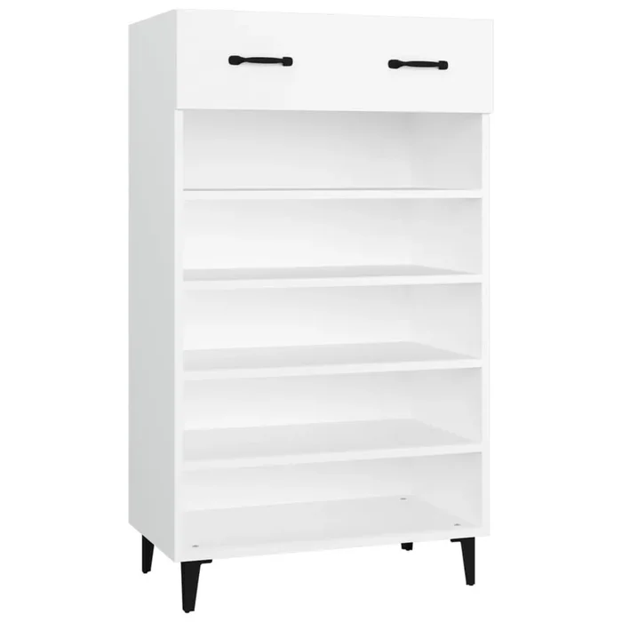 vidaXL Mueble zapatero de madera contrachapada blanco 60x35x105 cm (2)