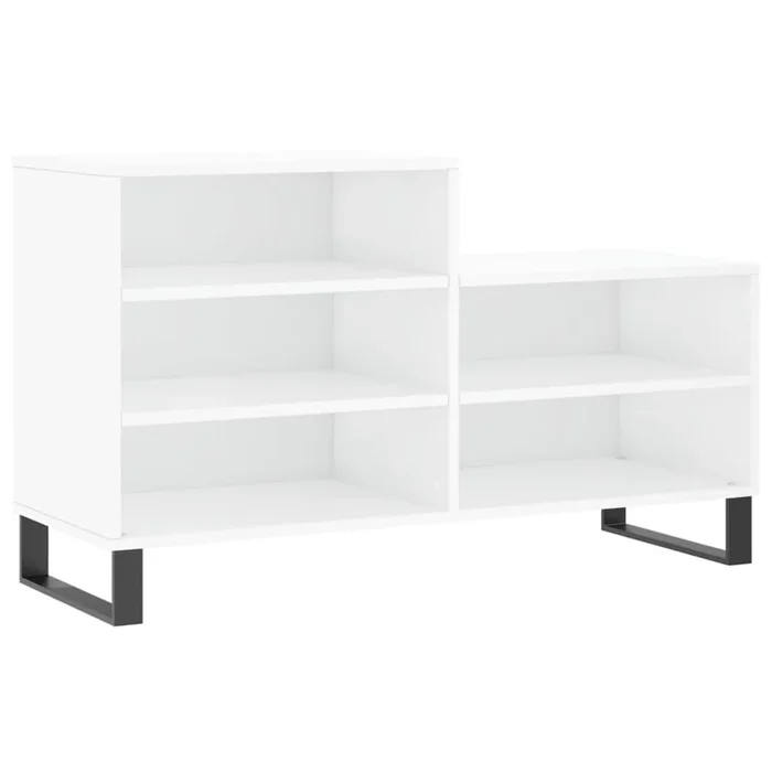 vidaXL Mueble zapatero madera contrachapada blanco brillo 102x36x60 cm (8)
