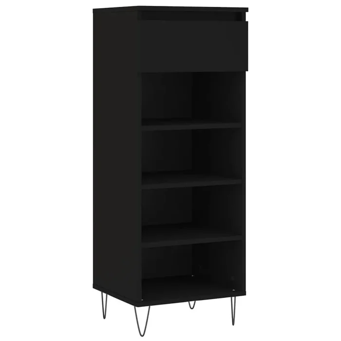 vidaXL Mueble zapatero madera contrachapada negro 40x36x105 cm (3)