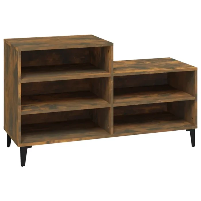 vidaXL Mueble zapatero madera contrachapada roble ahumado 102x36x60 cm (9)