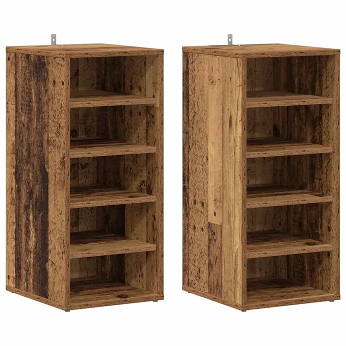 vidaXL Muebles zapateros 2 uds madera ingeniería envejecida 32x35x70cm
