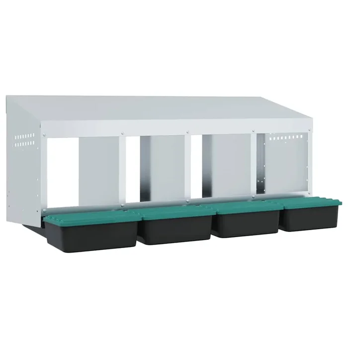 vidaXL Nido para gallinas con 4 compartimentos de acero galvanizado para montar en la pared