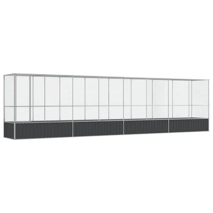 vidaXL Pajarera con extensión de acero color plateado 834,5x107x212 cm