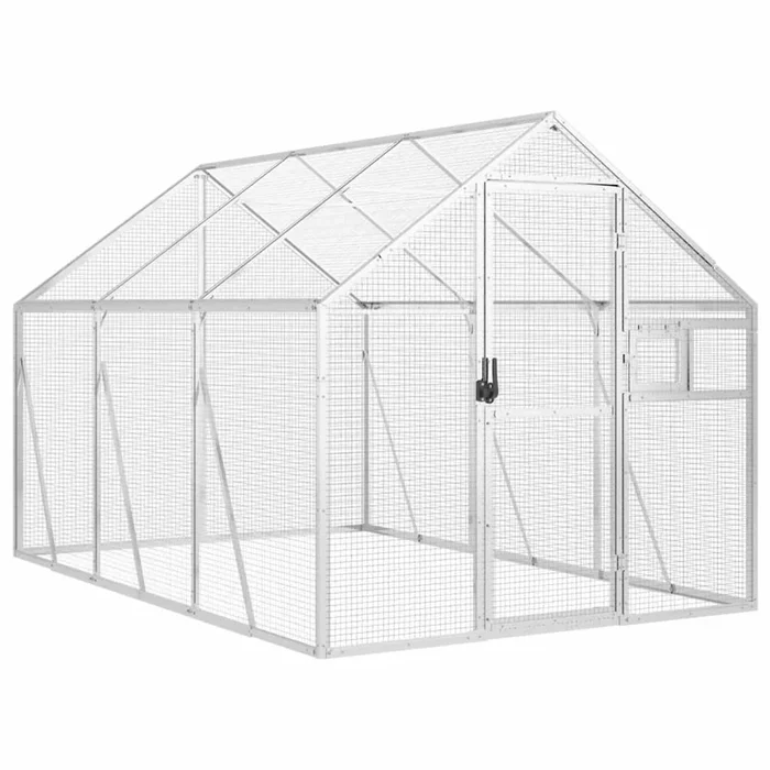 vidaXL Pajarera de aluminio color plateado 1,79x3x1,85 m