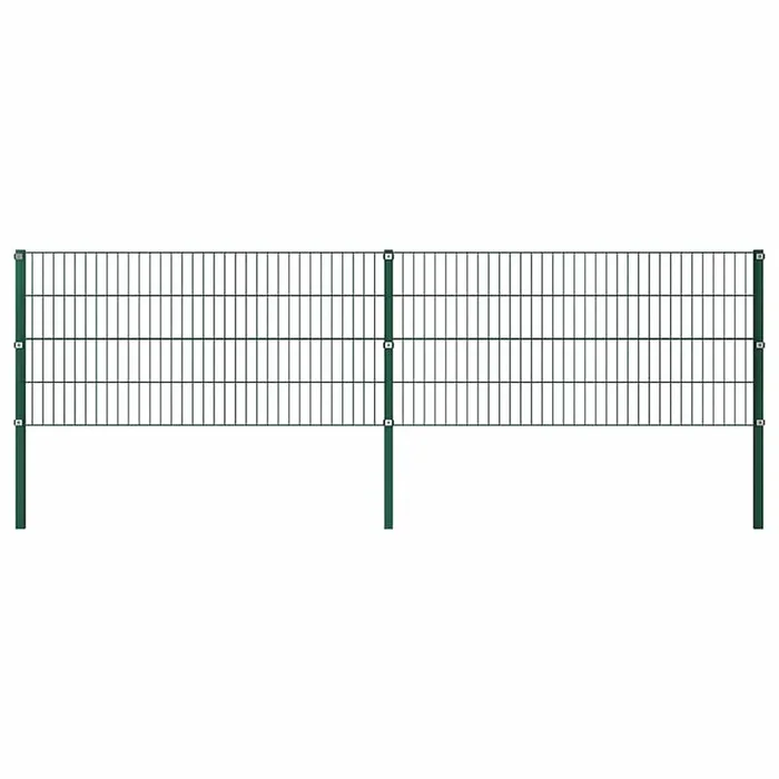 vidaXL Panel de valla con postes de hierro 349×80 cm verde