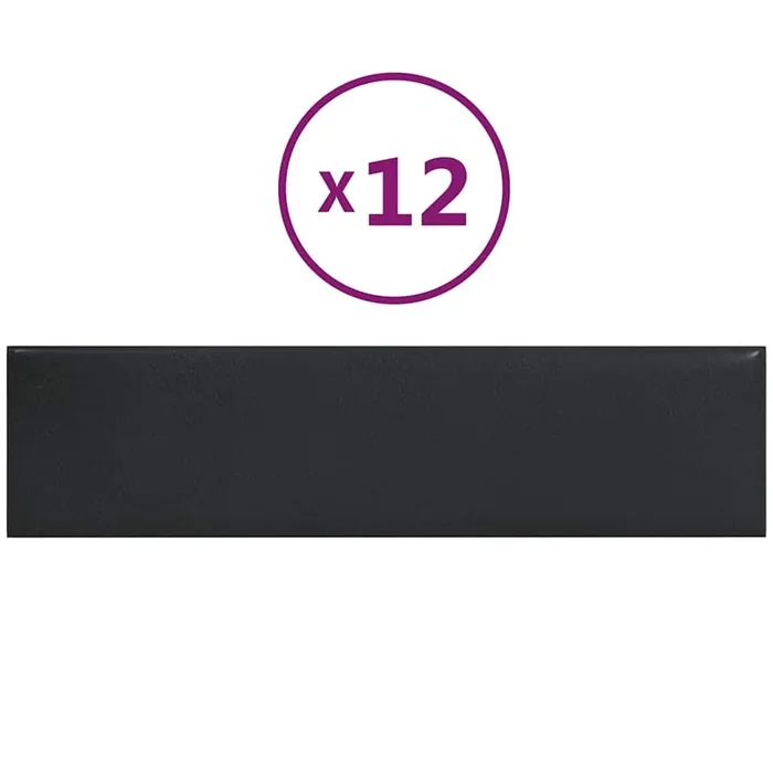 vidaXL Paneles de pared 12 uds cuero sintético negro 60×15 cm 1,08 m²