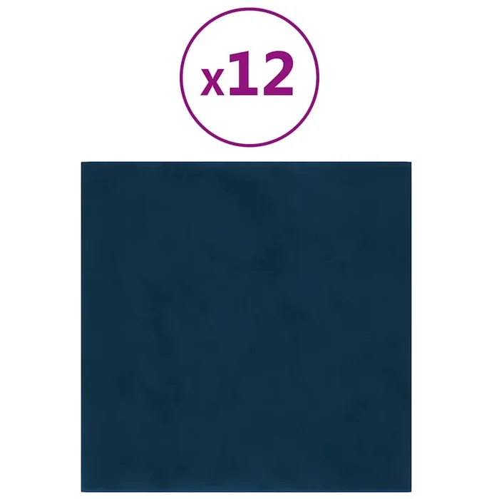 vidaXL Paneles de pared 12 uds terciopelo azul 30×30 cm 1,08 m²