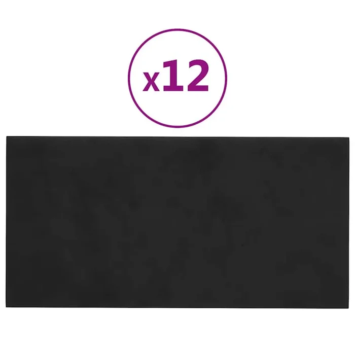 vidaXL Paneles de pared 12 uds terciopelo negro 60×30 cm 2,16 m²