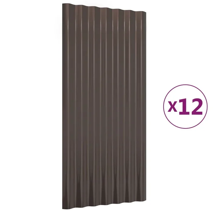 vidaXL Paneles de tejado 12 unidades acero galvanizado marrón 80×36 cm