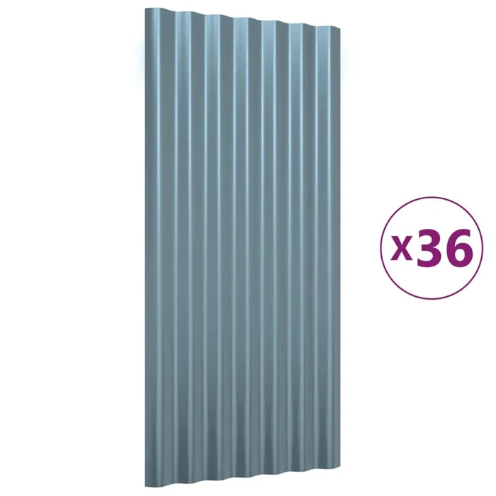vidaXL Paneles de tejado 36 unidades acero galvanizado gris 80×36 cm