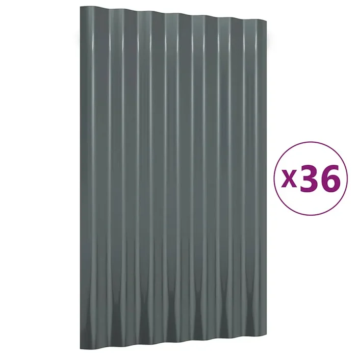 vidaXL Paneles tejado 36 uds acero galvanizado gris antracita 60×36 cm