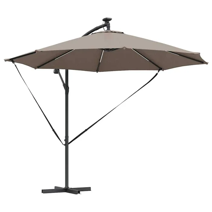 vidaXL Parasol de cantilever tipo plátano Taupé 294 x 294 x 248 cm