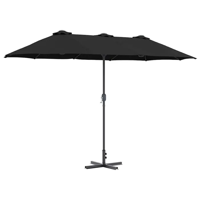 vidaXL Parasol de jardín Negro 370 x 197 x 239 cm