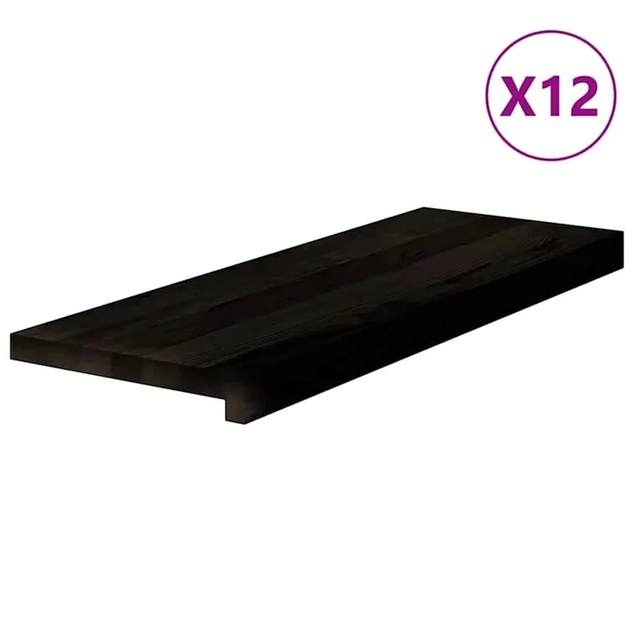 vidaXL Peldaños de escalera 12 uds madera maciza roble marrón oscuro