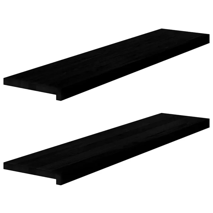 vidaXL Peldaños de escalera 2 uds madera maciza roble marrón oscuro (11)