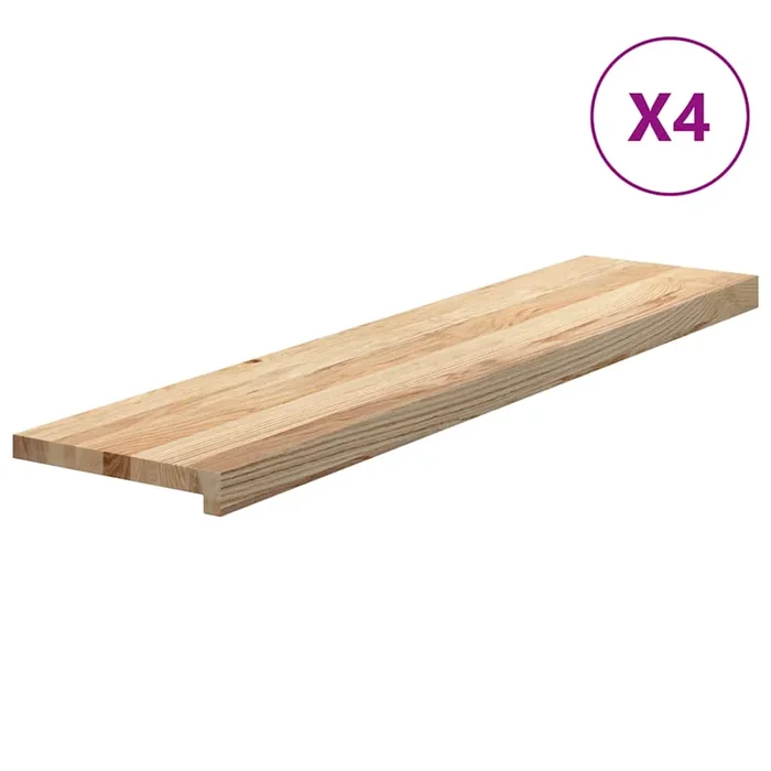vidaXL Peldaños de escalera 4 uds madera maciza 110x25x2 cm
