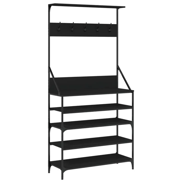 vidaXL Perchero con zapatero negro 90x34x184 cm