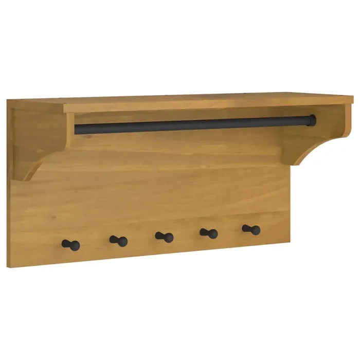 vidaXL Perchero de pared SANDNES madera maciza de pino 87x30x42 cm (2)