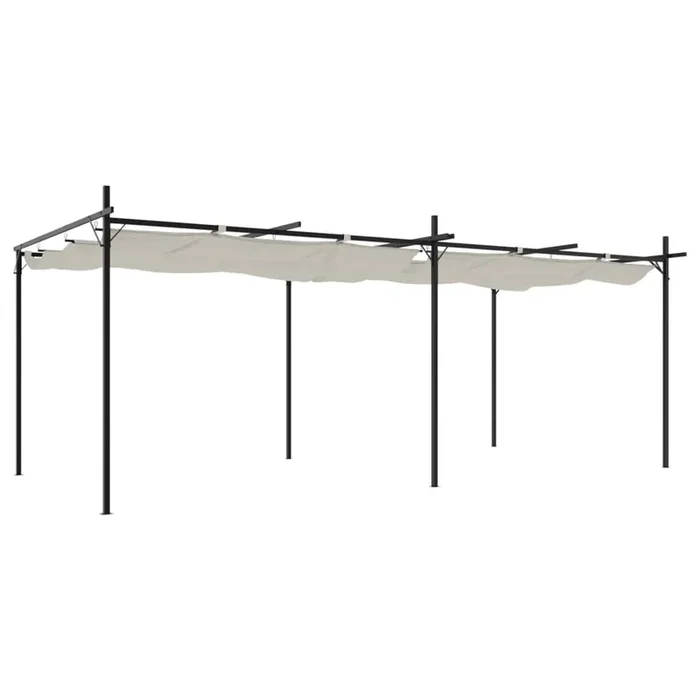 vidaXL Pérgola con cubierta retráctil color crema 589x292x230 cm