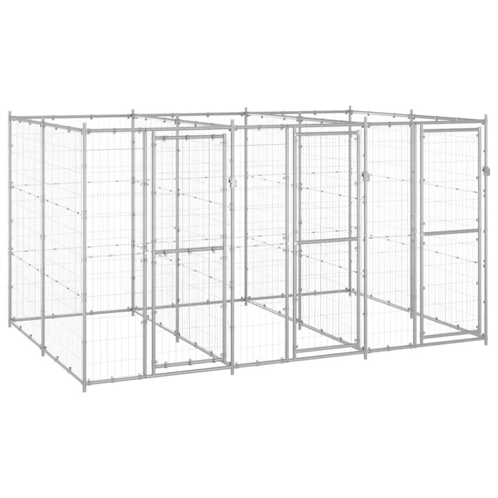 vidaXL Perrera de exterior de acero galvanizado 7,26 m² (2)