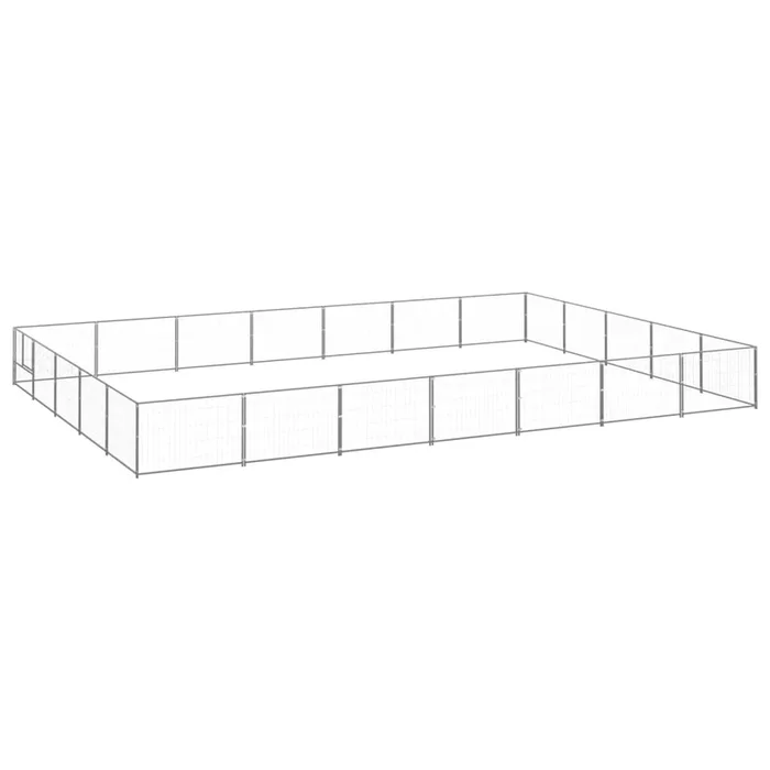 vidaXL Perrera plateada 35 m² acero