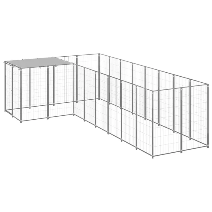 vidaXL Perrera plateada 6,05 m² acero