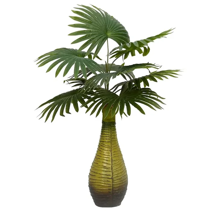 vidaXL Planta de palma artificial 9 hojas 65 cm verde