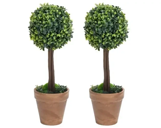 vidaXL plantas de boj artificial 2 uds forma bola maceta verde 56 cm | Brico Depôt Acquista Ora