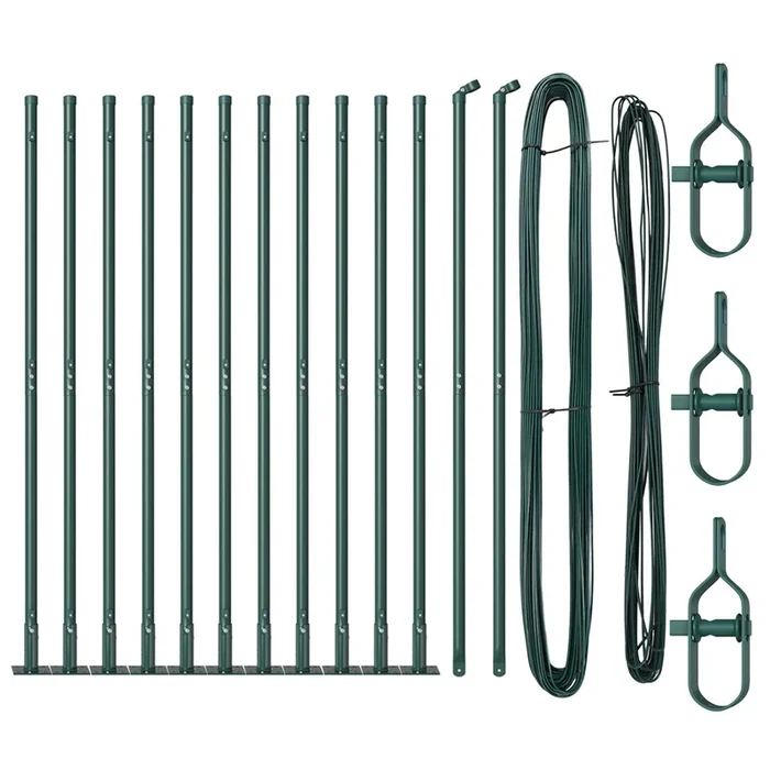 vidaXL Postes de cerca 13 pcs Verde Ø32mm 160 cm Acero galvanizado