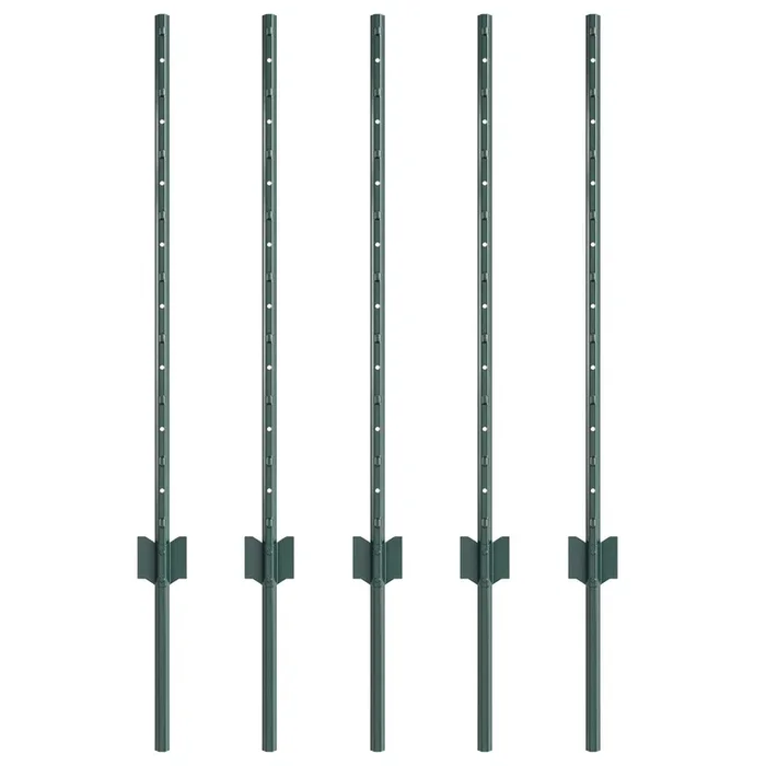 vidaXL Postes de cerca 5 pcs Verde 80 cm Acero