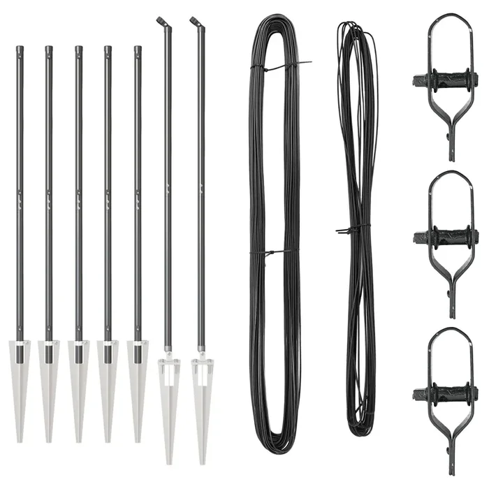 vidaXL Postes de cerca 7 pcs Gris Ø32mm 140 cm Acero galvanizado