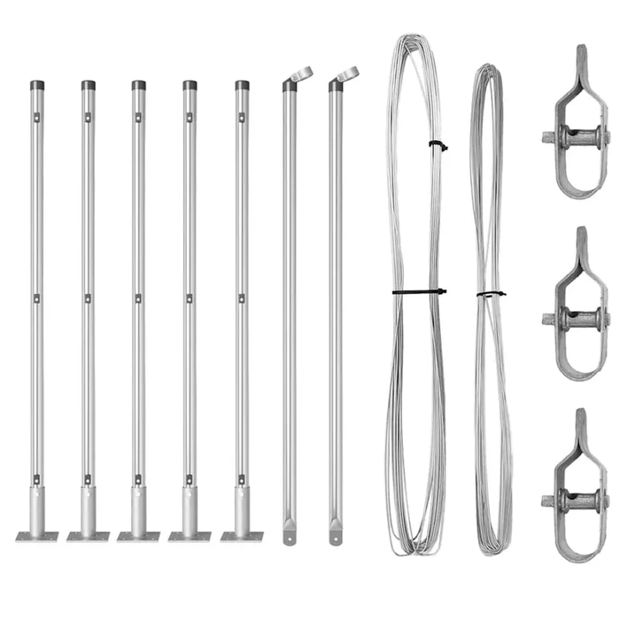 vidaXL Postes de cerca 7 pcs Plateado Ø32mm 110 cm Acero galvanizado