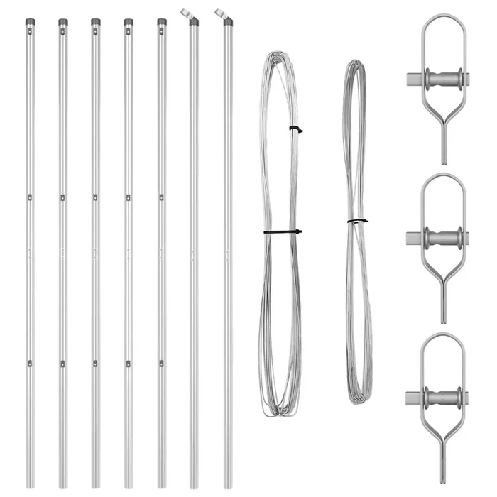 vidaXL Postes de cerca 7 pcs Plateado Ø32mm 190 cm Acero galvanizado