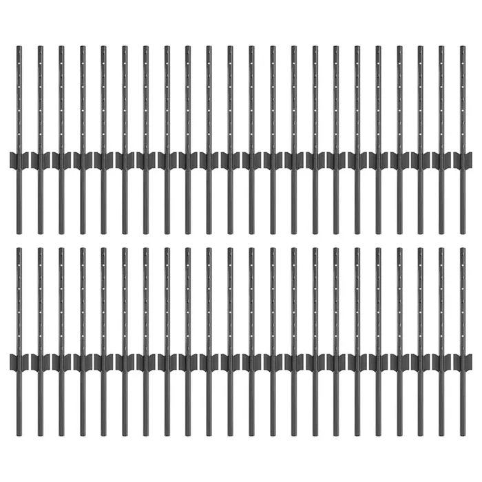 vidaXL Postes de cerca Manual 44 pcs Gris 80 cm Acero