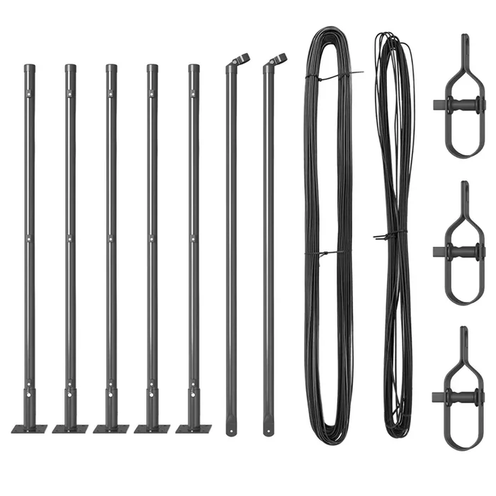 vidaXL Postes de cerca Manual 7 pcs Gris Ø32mm 50 cm Acero galvanizado