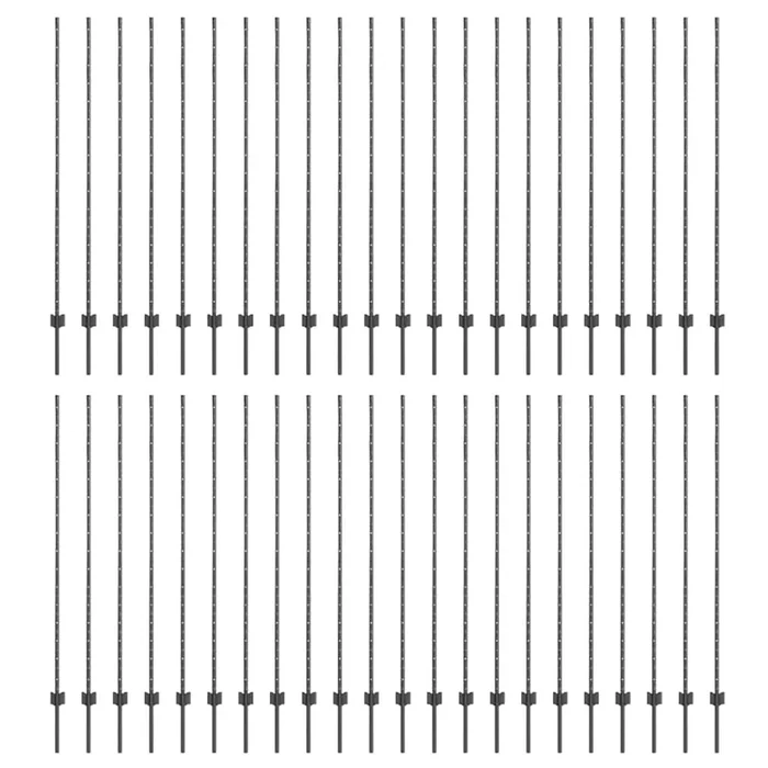 vidaXL Postes de cerca Manual 88 pcs Gris 200 cm Acero (2)