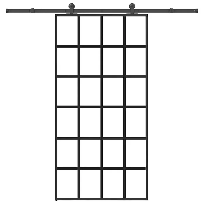 vidaXL Puerta corredera con herrajes 102×205 cm ESG vidrio y aluminio (3)